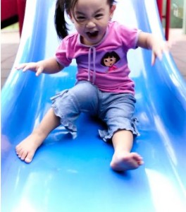 http://triciastreasure.com/2015/02/art-slides-entertaining-kids-home.html girl on a slide
